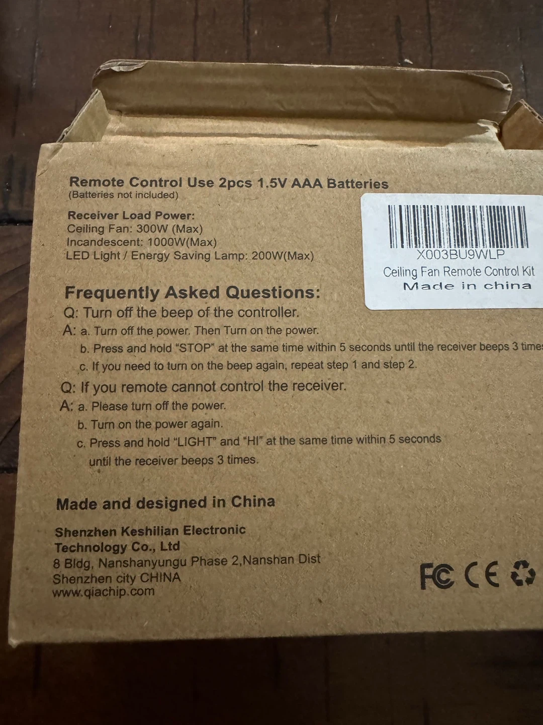 QIACHIP Ceiling Fan Remote Control Kit (RF Version) - photo 4