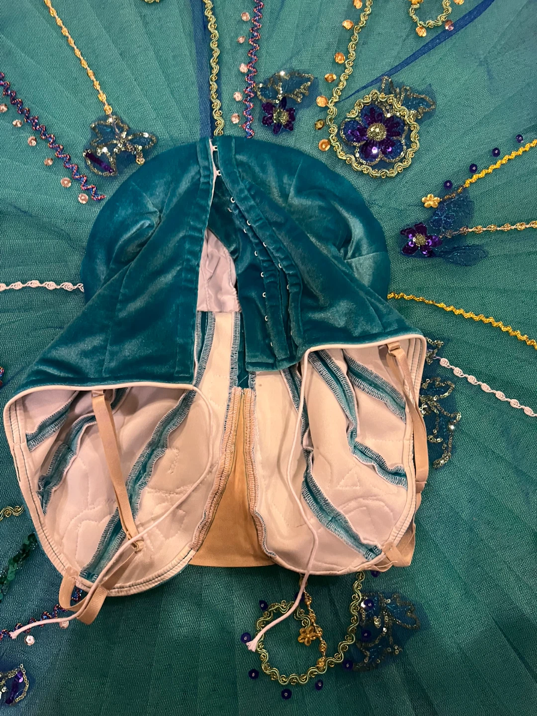 Teal and green dance tutu with matching headpiece - photo 3