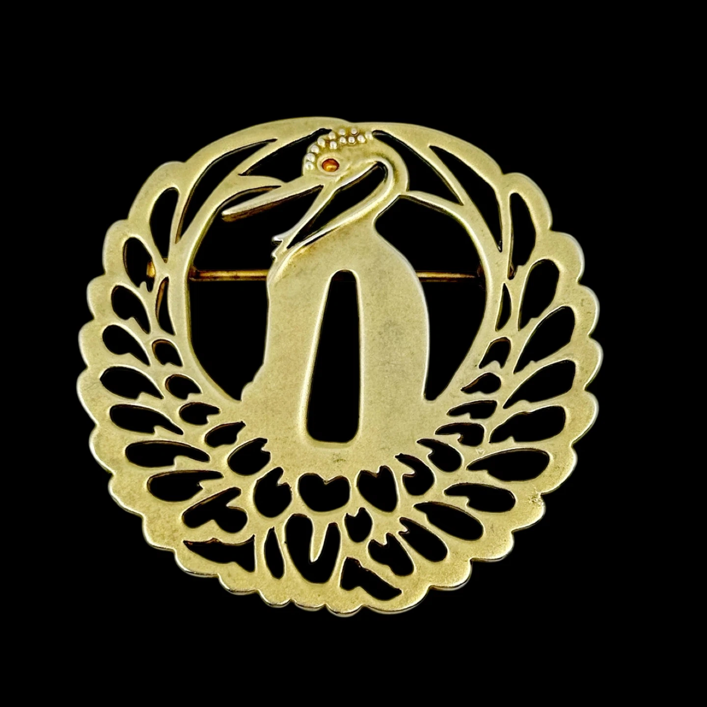 MMA Metropolitan Museum of Art CN Gold tone Crane bird brooch