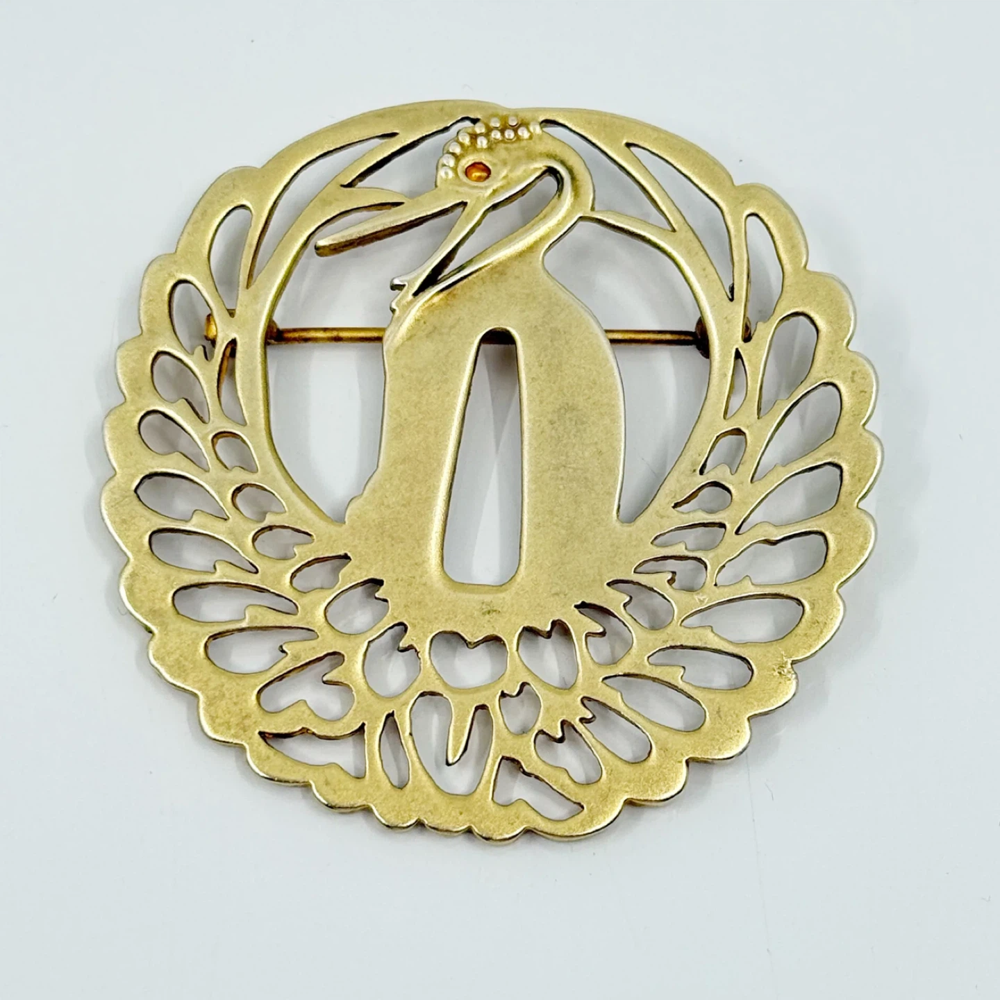 MMA Metropolitan Museum of Art CN Gold tone Crane bird brooch - photo 2