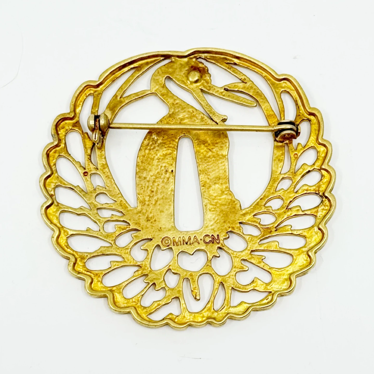MMA Metropolitan Museum of Art CN Gold tone Crane bird brooch - photo 3
