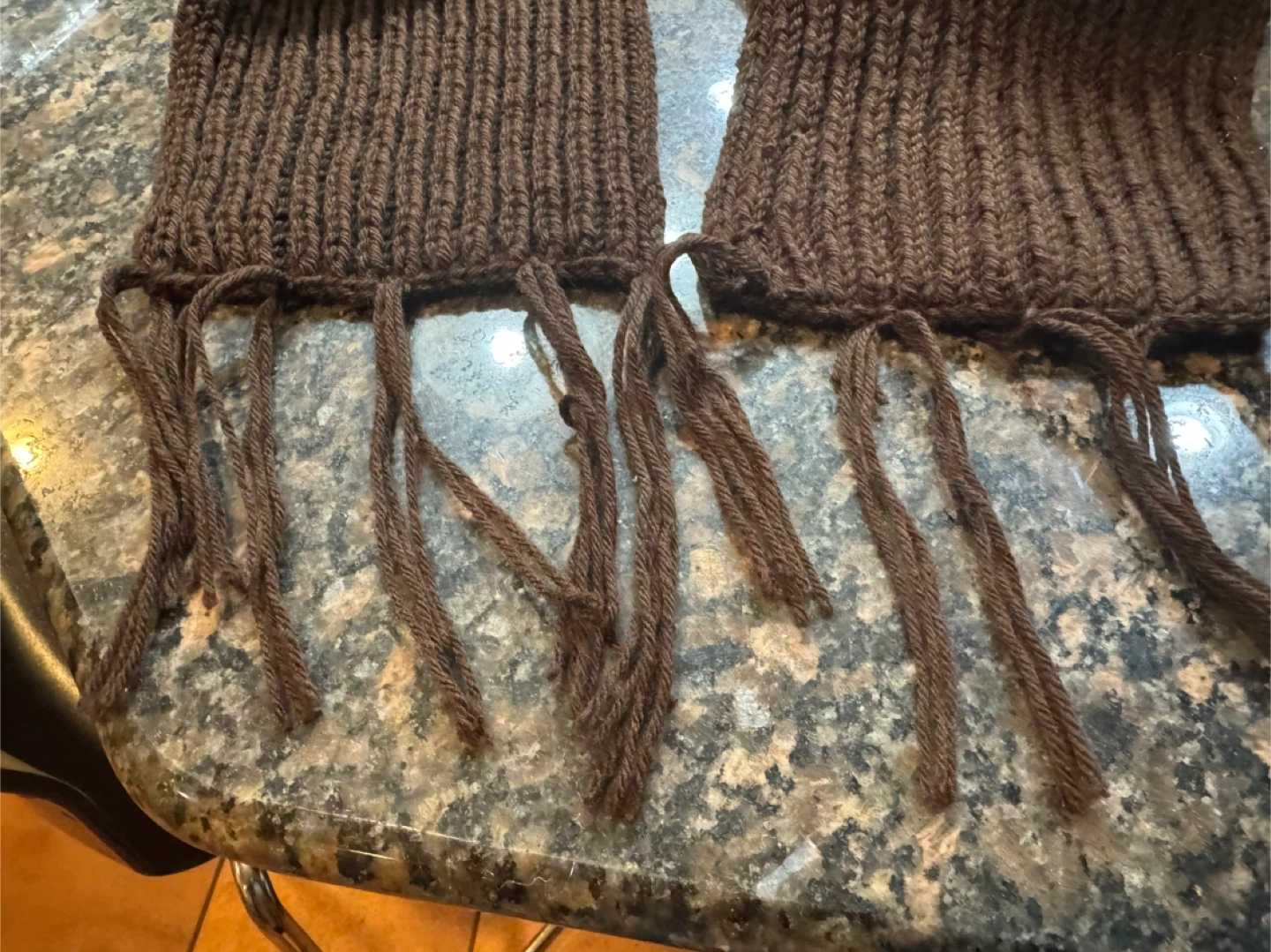 Hand-knitted Brown Scarf & Headband Set - photo 3