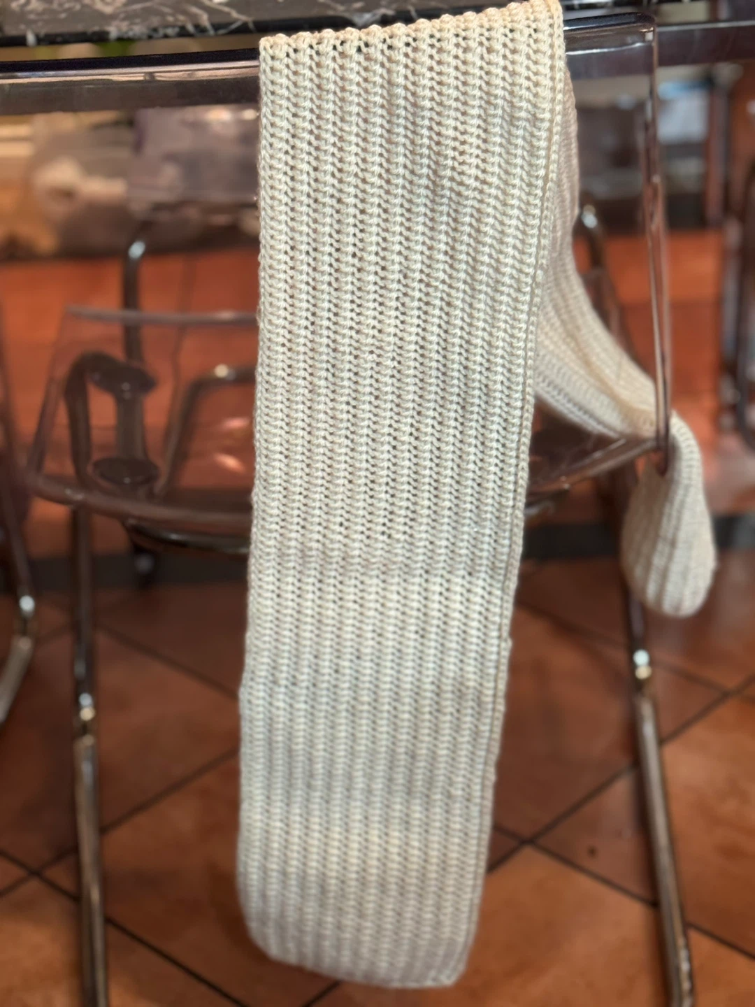 Handmade Knitted Scarf - Cream Colour - photo 3