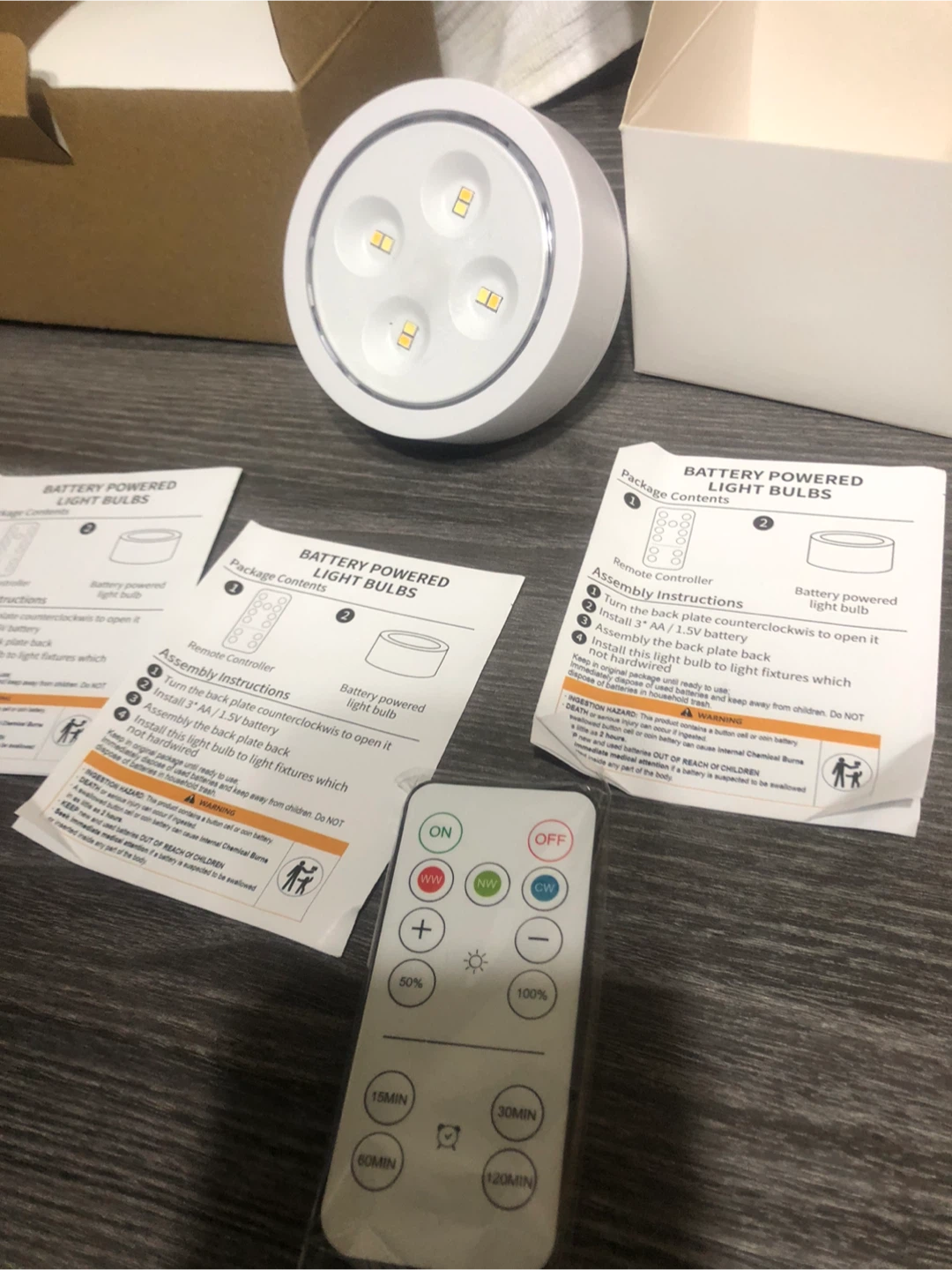 Battery Powered LED Puck Lights with Remote - New - photo 4