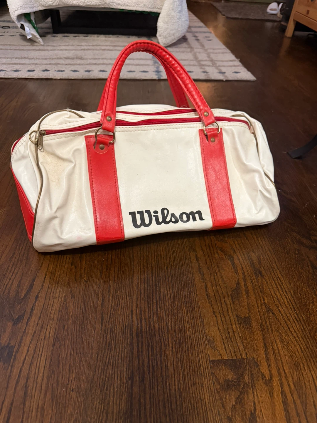 Vintage Wilson Red & White Duffle Bag