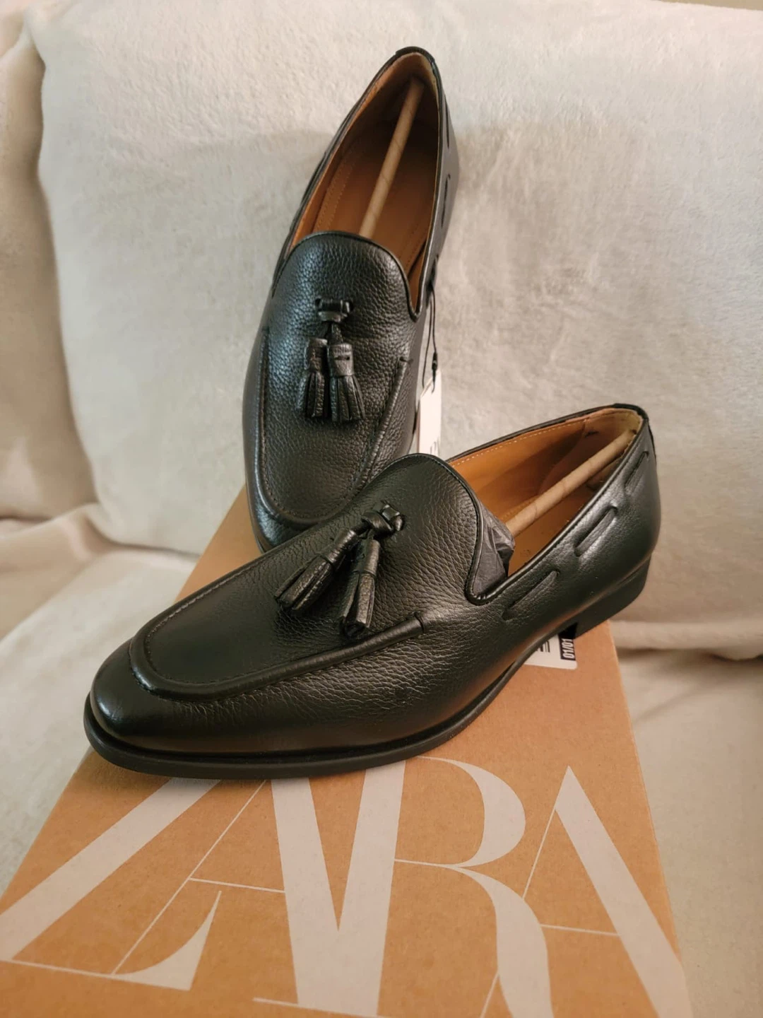 New Zara Black Leather Tassel Loafers - photo 3