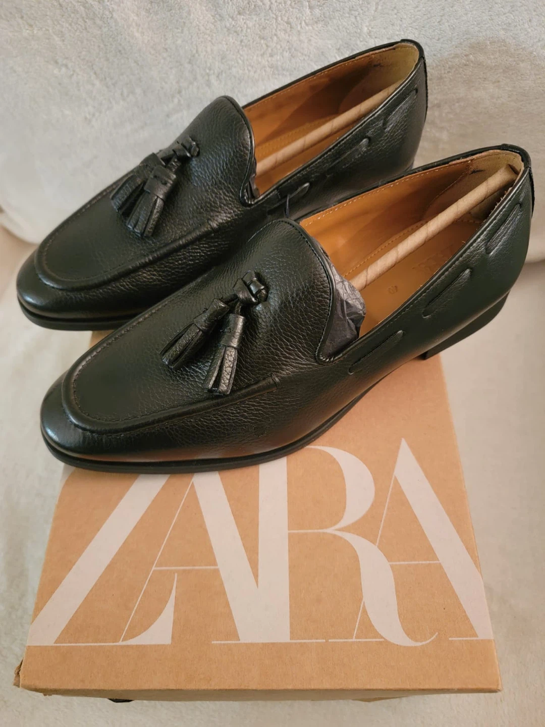 New Zara Black Leather Tassel Loafers - photo 2