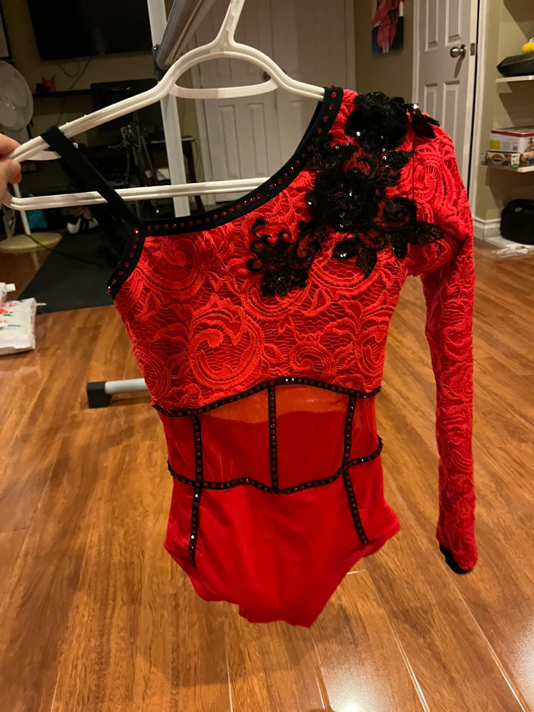 Red and black dance costume