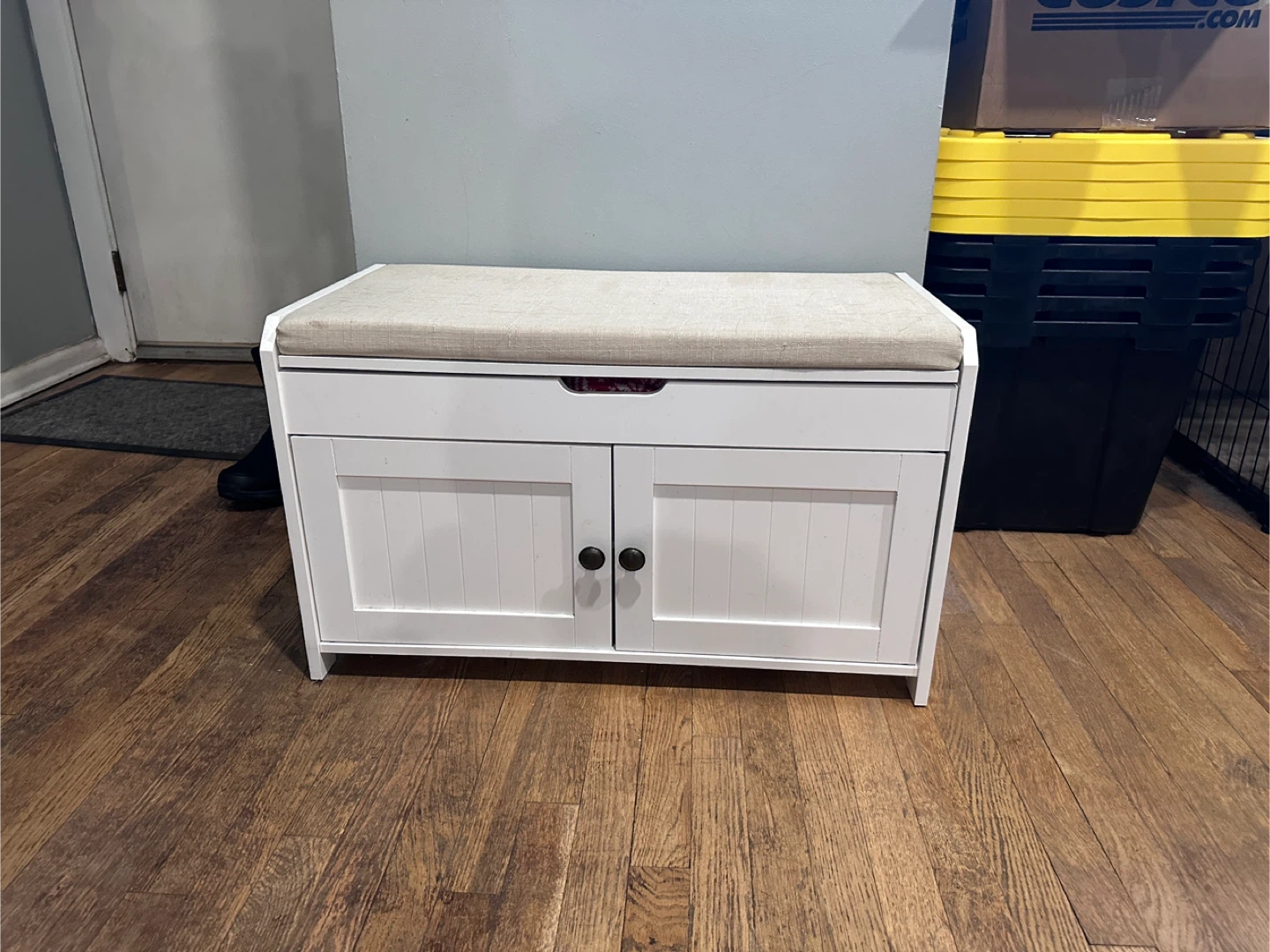 White Entryway Bench with Storage - photo 4