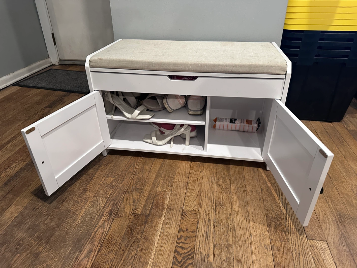 White Entryway Bench with Storage - photo 2