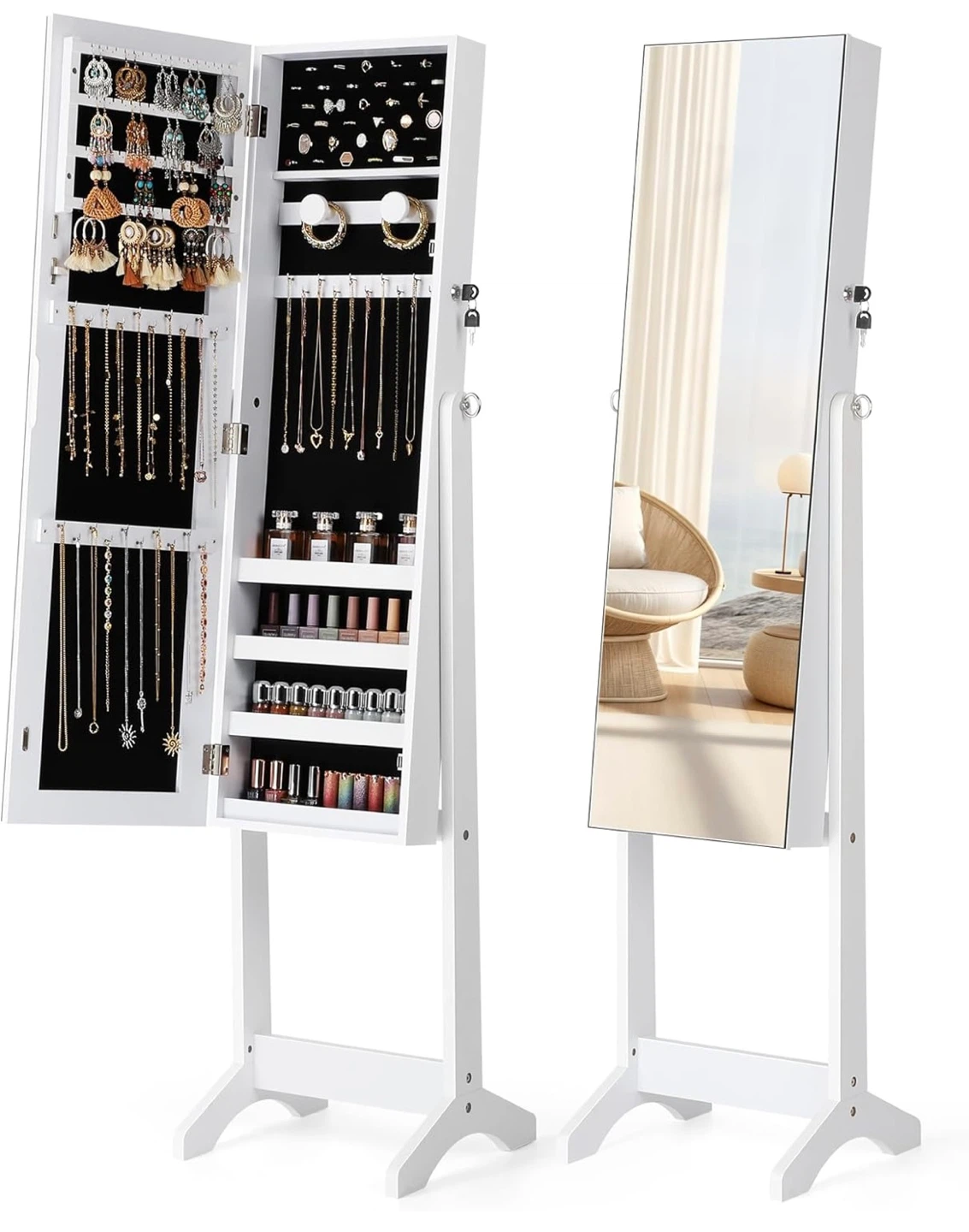 White Jewelry Armoire with Mirror - photo 2