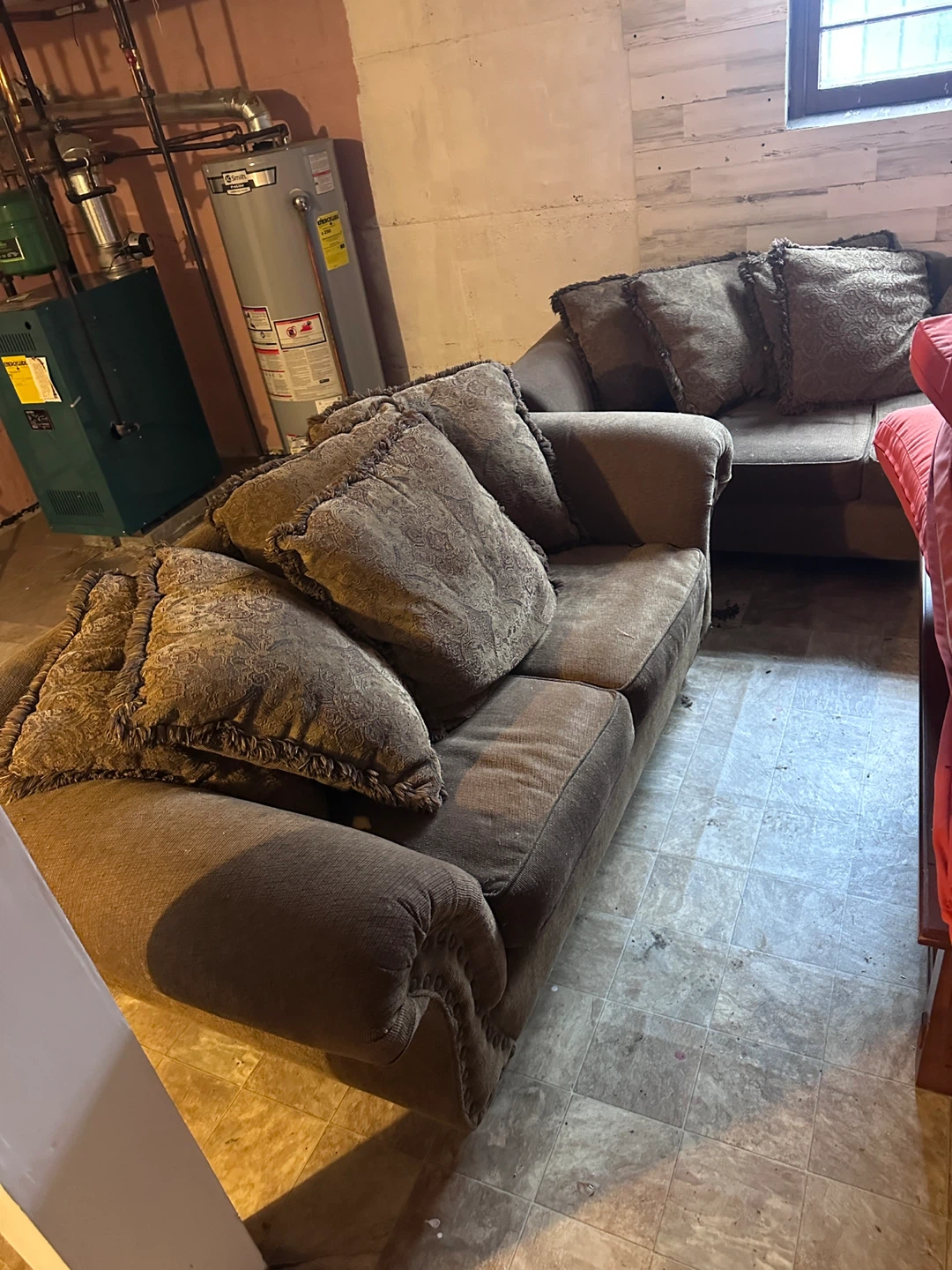 Used Brown Sofa with Pillows - photo 5