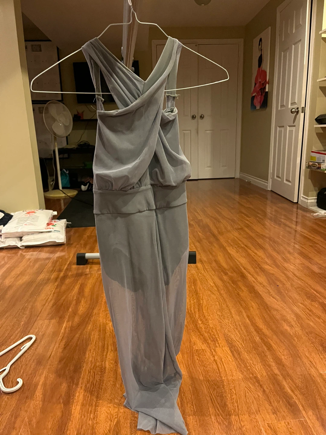Gray jumpsuit dance costume