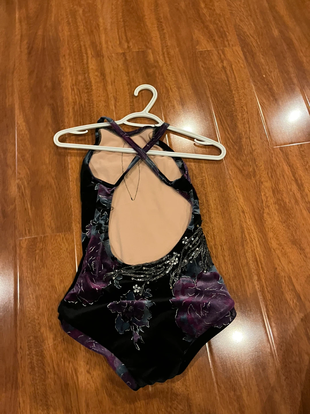 Black velvet bodysuit dance costume - photo 2