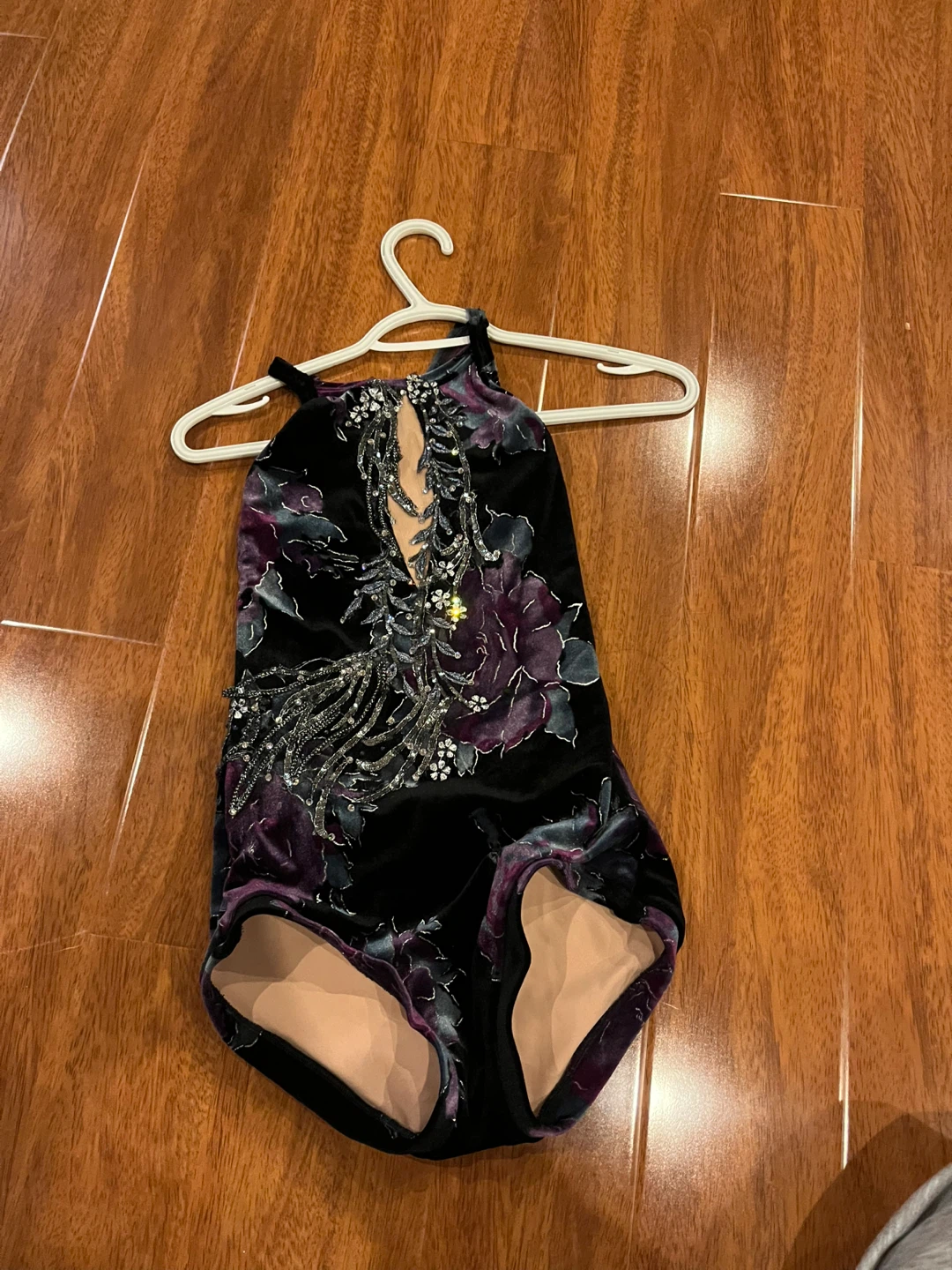 Black velvet bodysuit dance costume