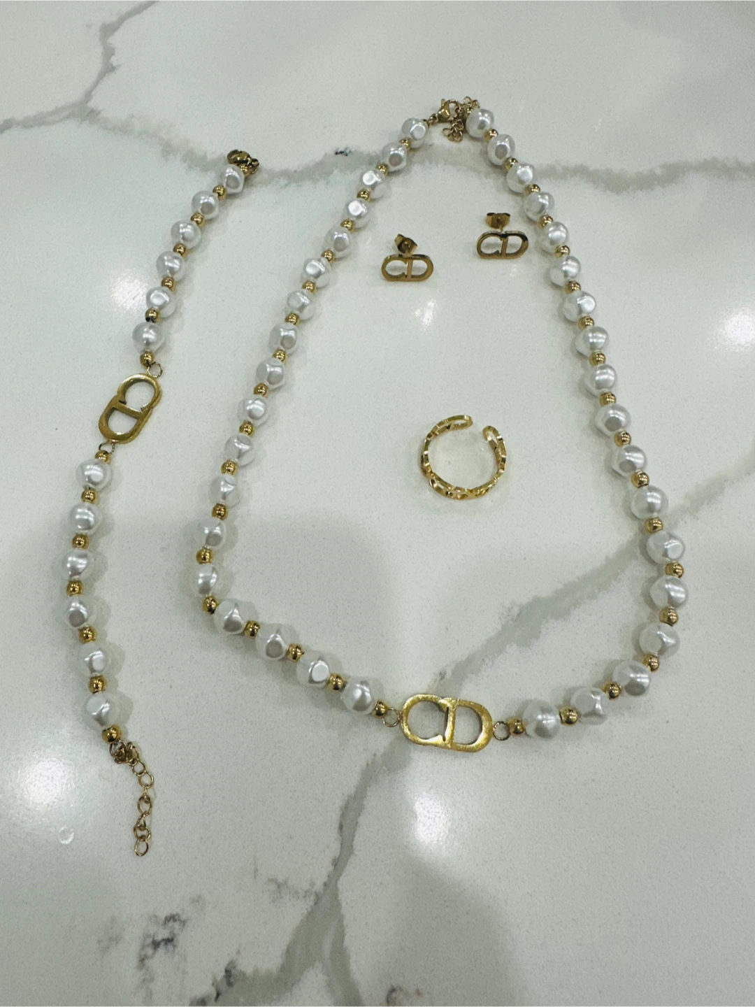 Dior Pearl Necklace, Earrings, and Ring Set - photo 2