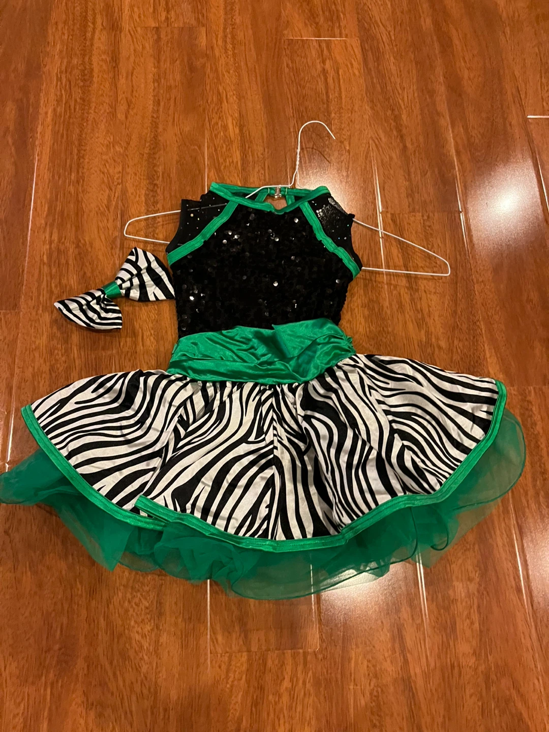 Black and green zebra dance costume