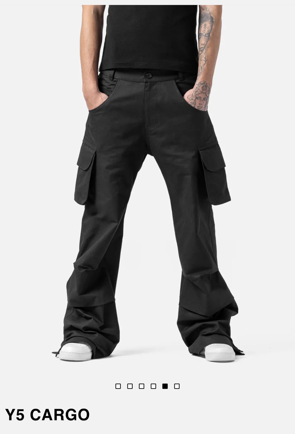 Y5 Cargo Black Pants