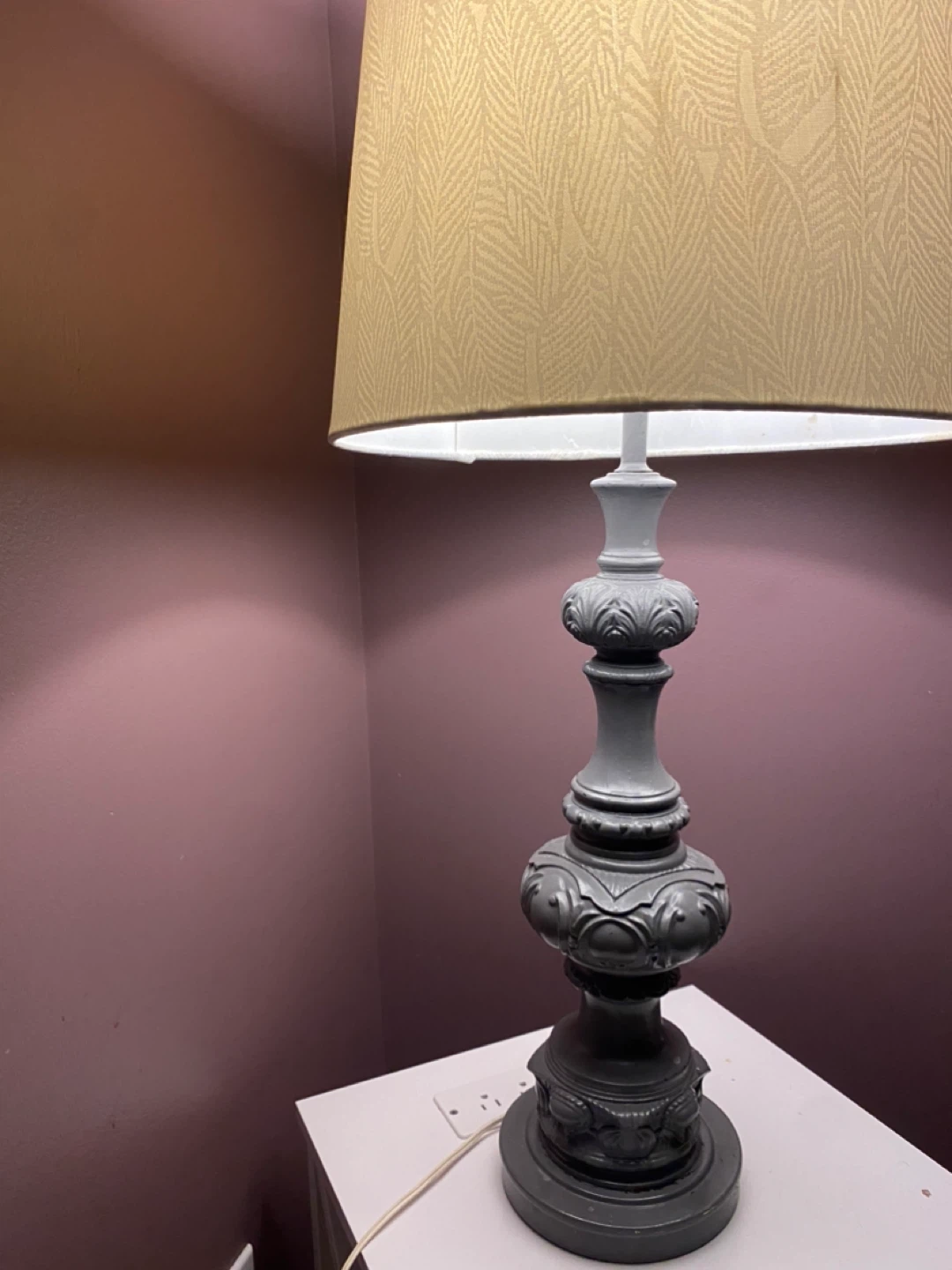 Vintage Table LampGrey Base,beige shade #Cleanout