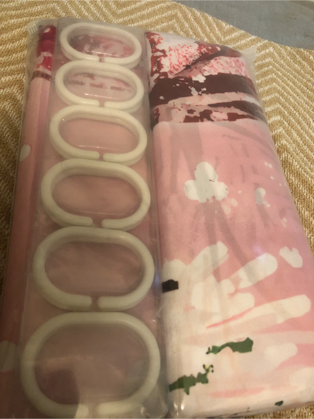 New Pink Floral Shower Curtain with Rings - photo 4