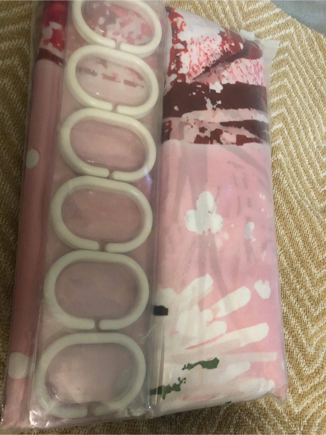 New Pink Floral Shower Curtain with Rings - photo 2