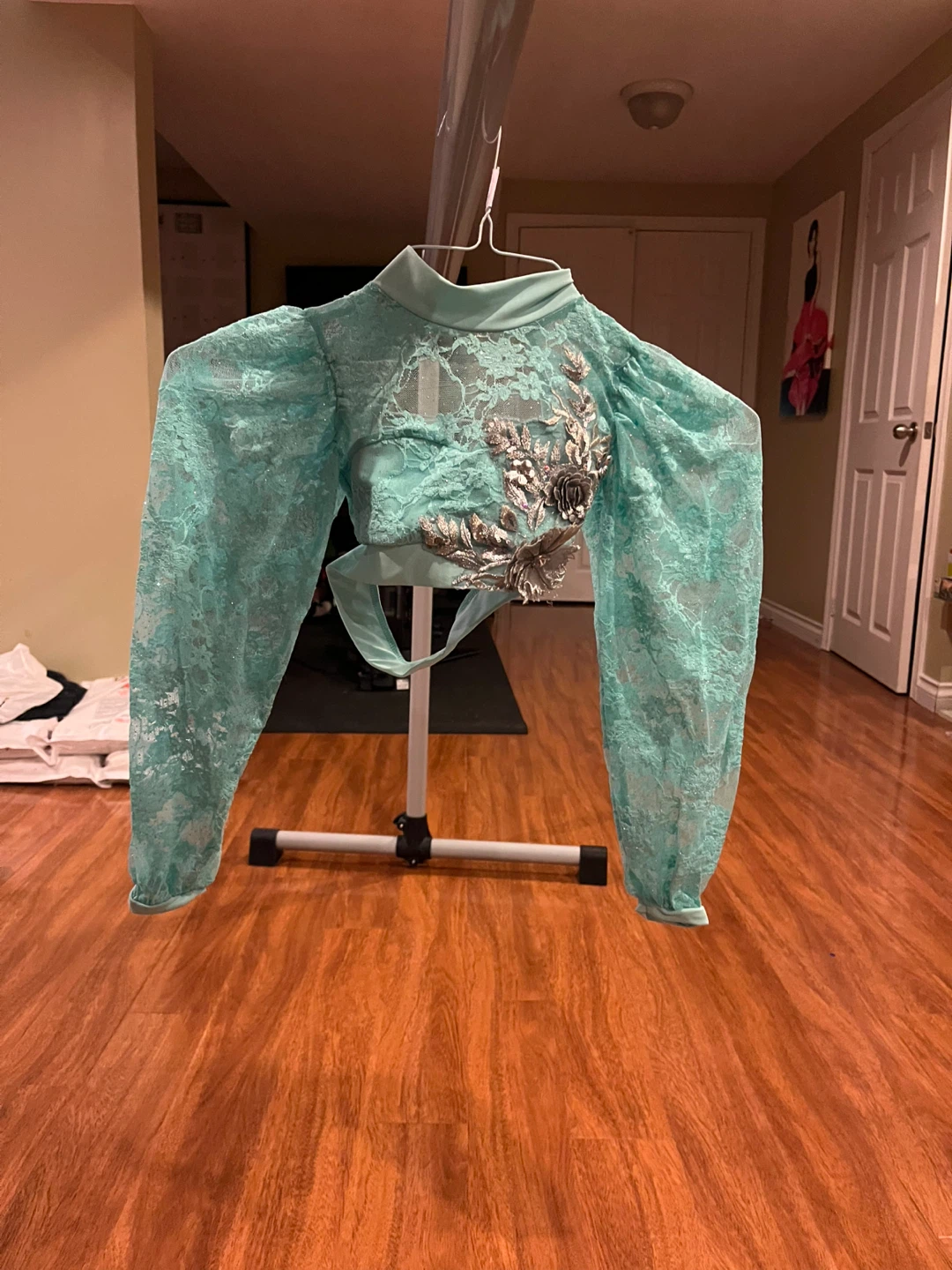 Teal two piece dance costume