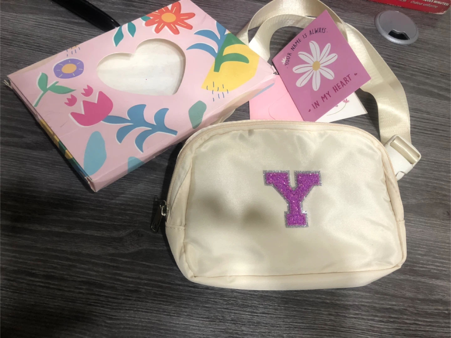Cream Colour Shoulder Bag with Letter Y