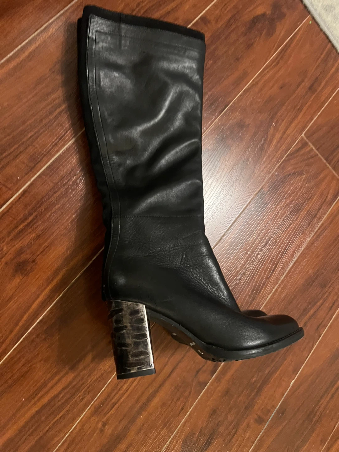 Black Leather Knee High Boots - Size 7