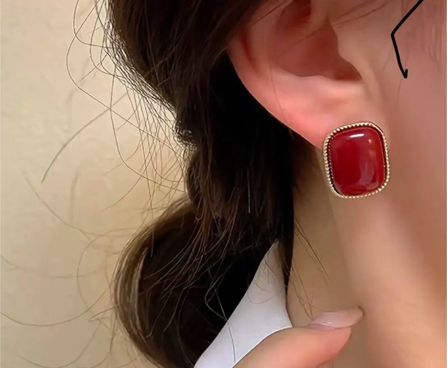 Red Stone Statement Earrings - photo 2