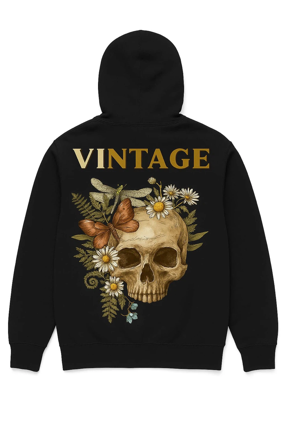 Vintage Skull & Floral Hoodie