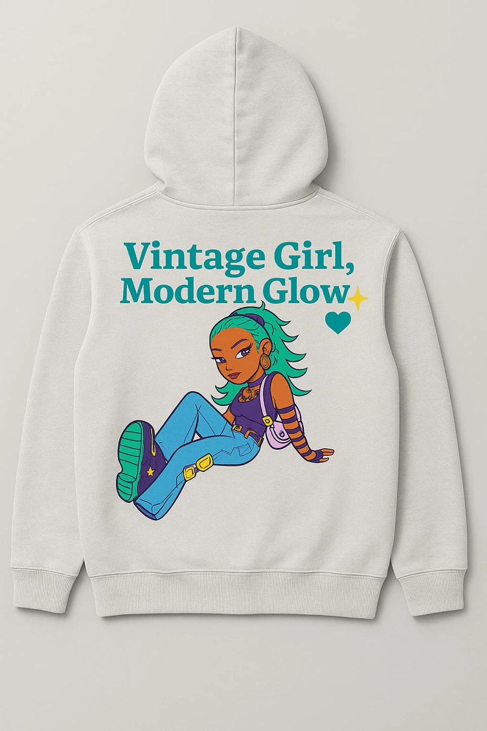 Vintage Girl, Modern Glow Hoodie
