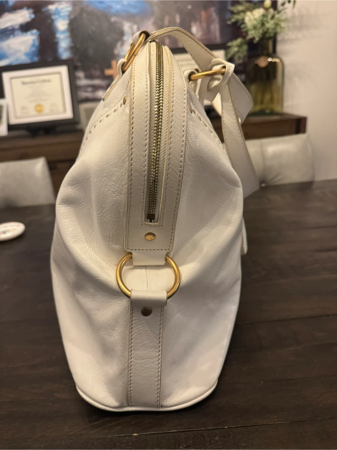 Yves Saint Laurent YSL White Leather Handbag - photo 4