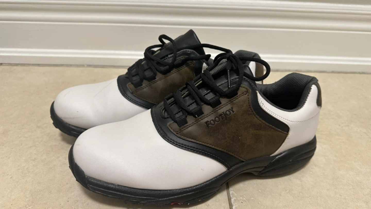 FootJoy Leather Golf Shoes - White & Brown