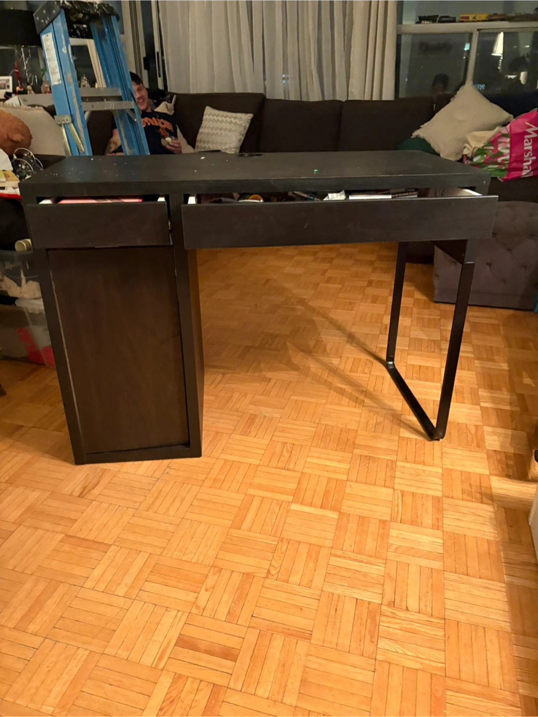 IKEA Black Desk with Drawer - photo 2