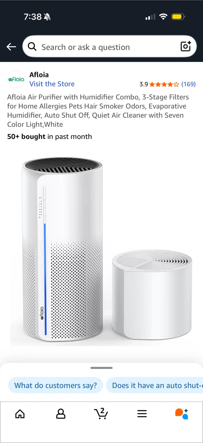 Afloia Air Purifier Humidifier Combo, White, Large - photo 4
