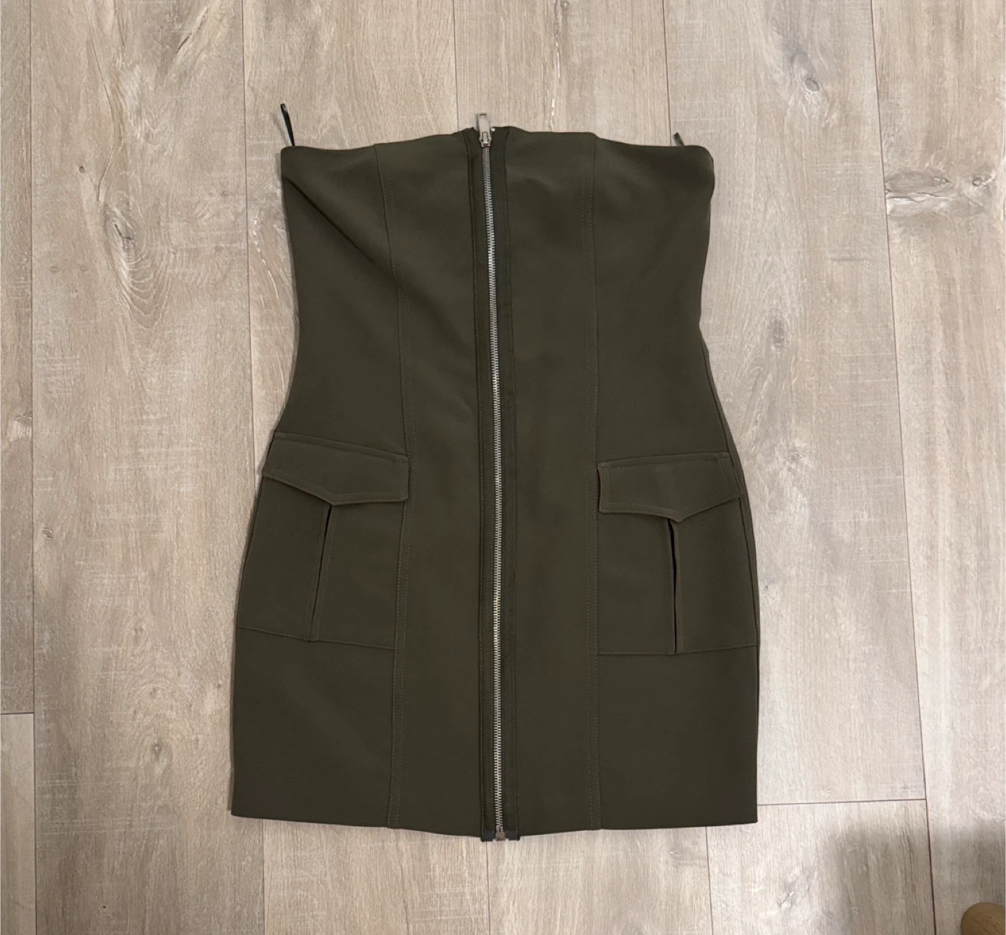 Zara Olive Green Mini Dress - Size M