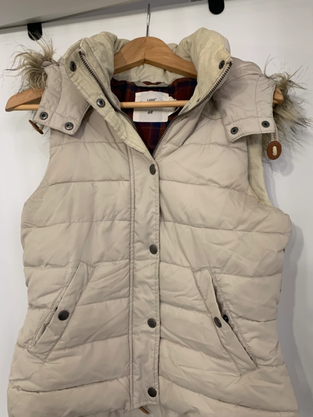 L.O.G.G. Puffer Vest with Faux Fur Hood - Size US 6