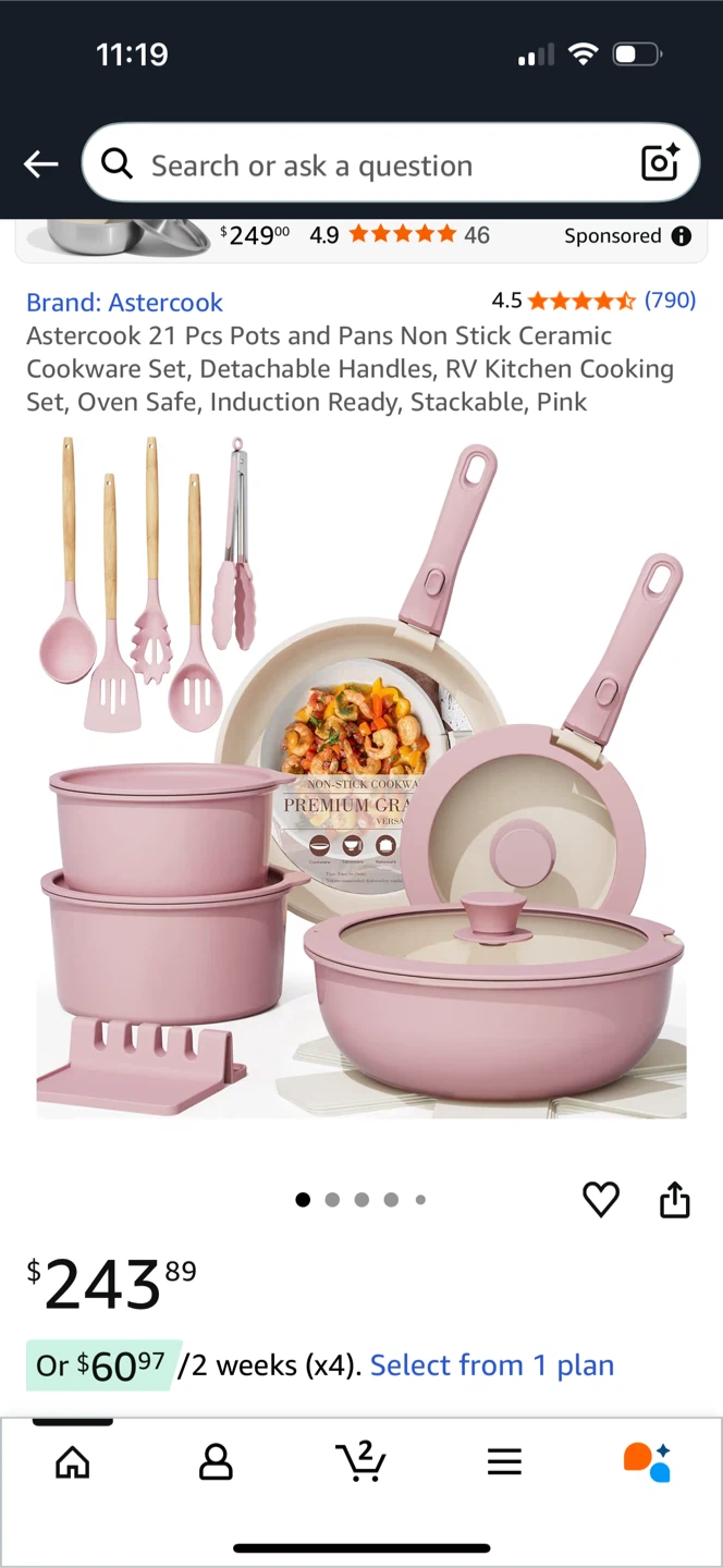 AsterCook 21 Pcs Pots and Pans Non Stick Cookware Set - Pink