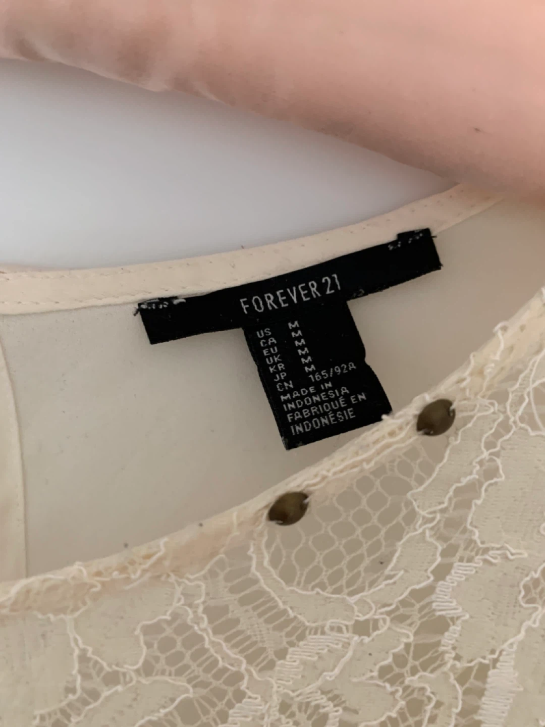 Forever 21 Cream Lace Blouse - Size M - photo 4