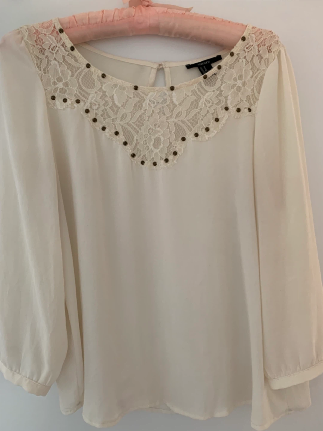 Forever 21 Cream Lace Blouse - Size M