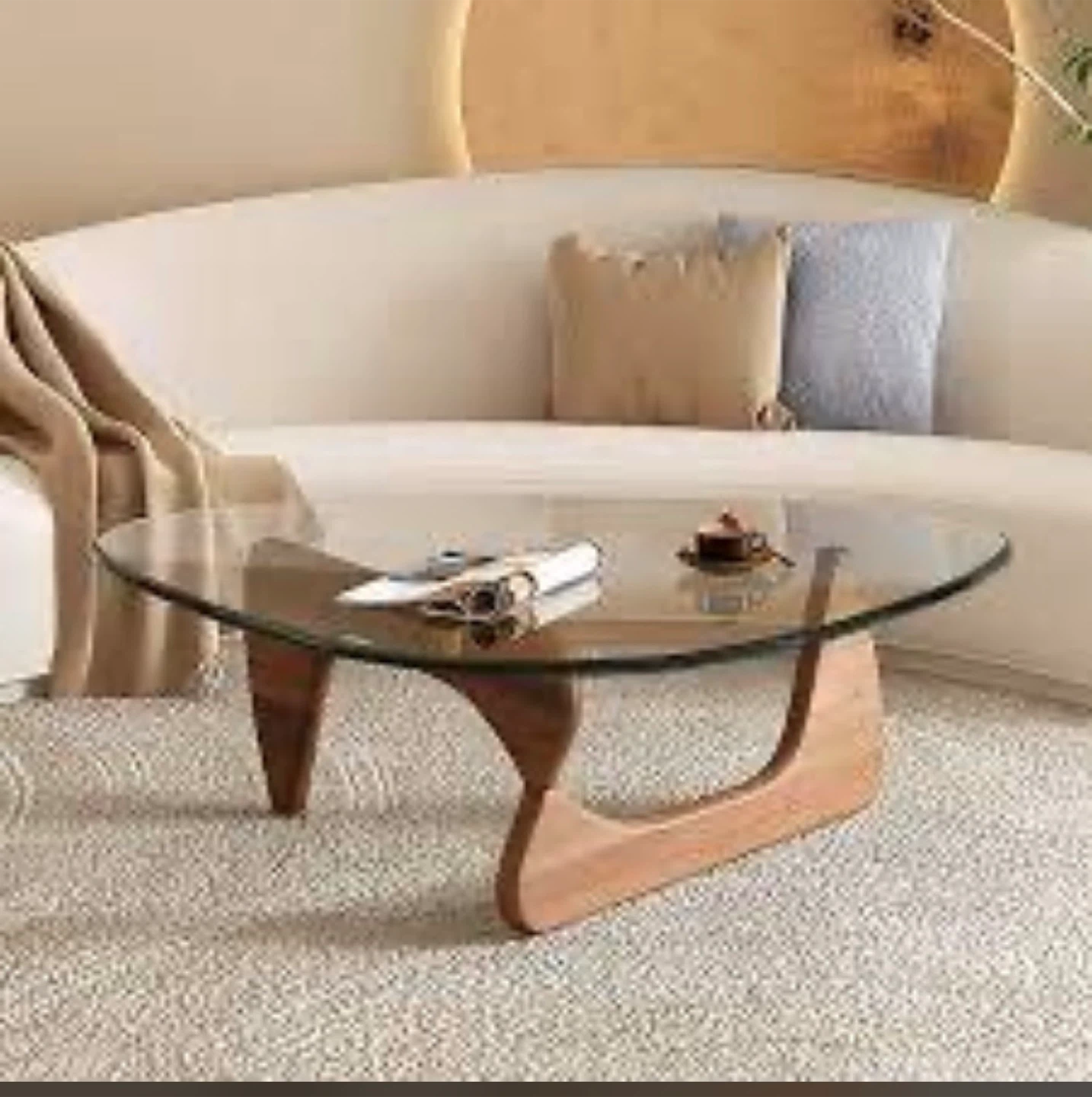 Noguchi Style Glass Coffee Table