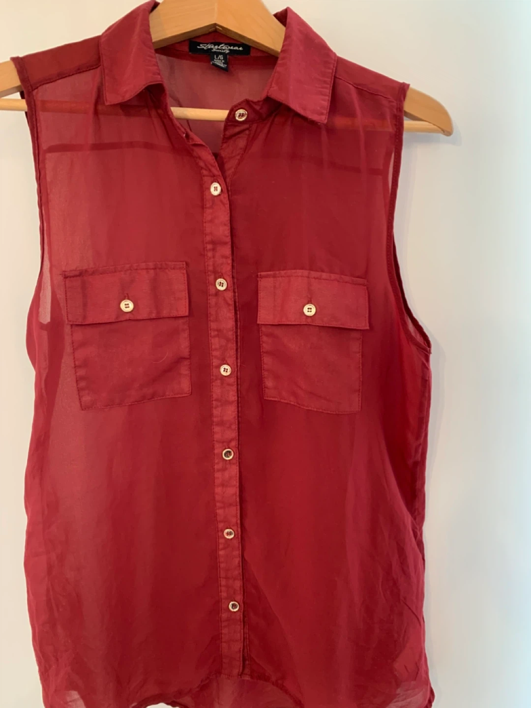 Streetwear Society Burgundy Sleeveless Blouse - L/G