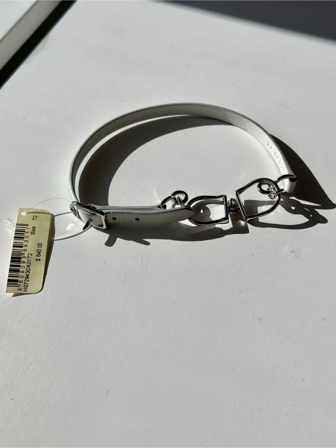Hermès Etrier Double Tour Ve Bracelet - Blanc White and Silver