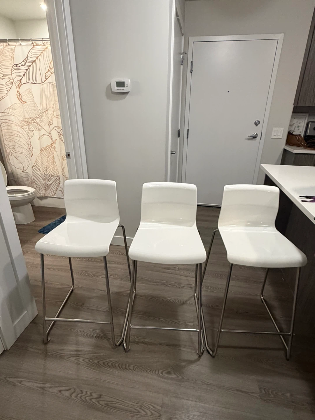 Set of 3 Ikea White Bar Stools