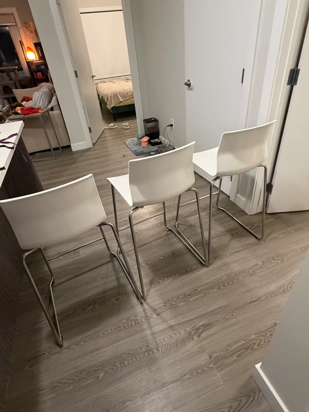 Set of 3 Ikea White Bar Stools - photo 3