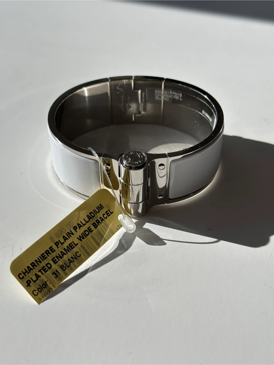 Hermès Charniere Silver Palladium-Plated Enamel Bracelet - Small - photo 3