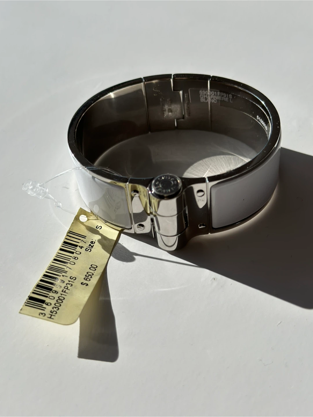 Hermès Charniere Silver Palladium-Plated Enamel Bracelet - Small - photo 2