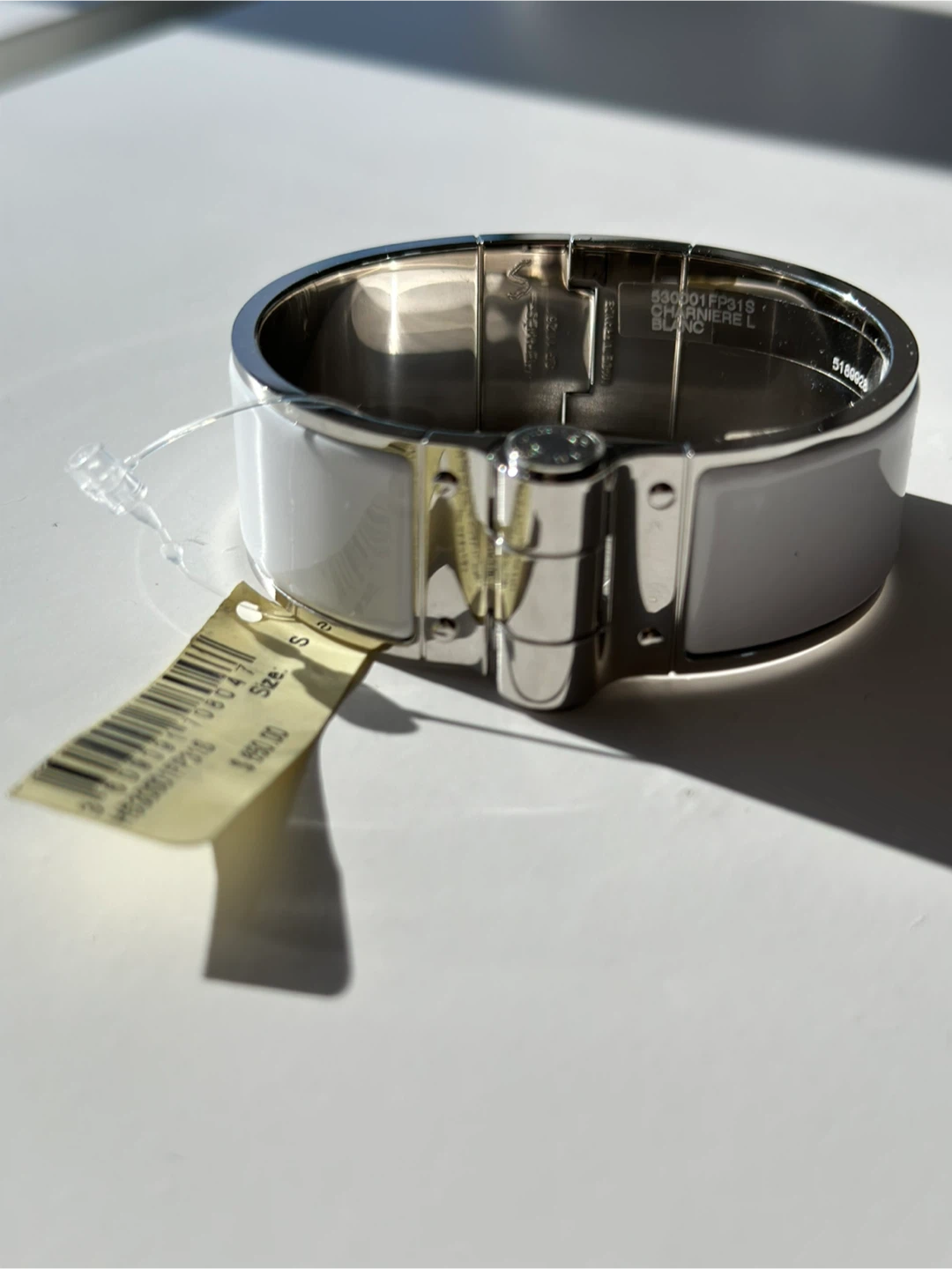 Hermès Charniere Silver Palladium-Plated Enamel Bracelet - Small