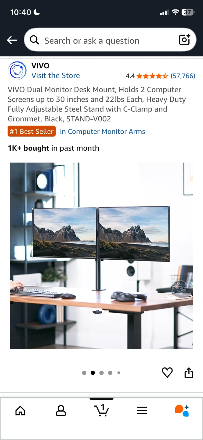 VIVO Dual Monitor Desk Mount STAND-V002 - photo 2