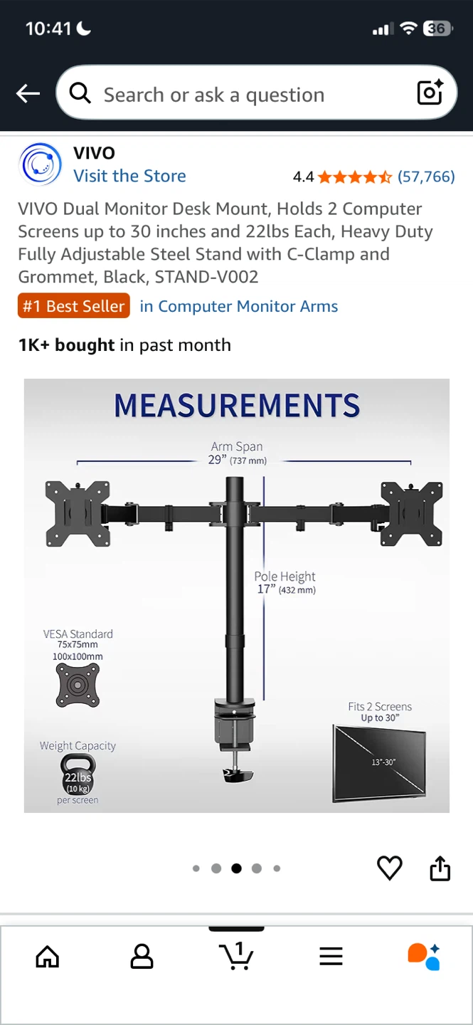 VIVO Dual Monitor Desk Mount STAND-V002 - photo 3